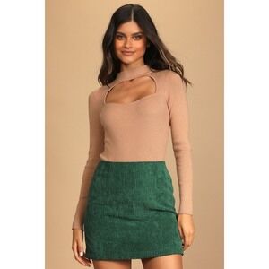 Lulus Emerald Green Corduroy Mini Skirt - Size M